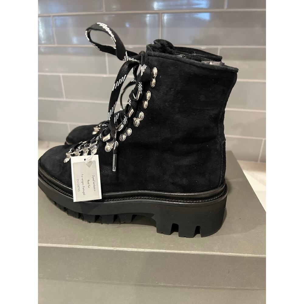 All Saints Wanda Genuine Shearling suede Combat Boot Women’s size 7 - Picture 2 of 9